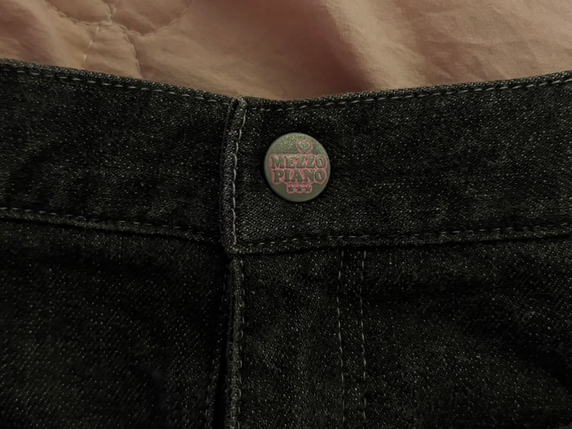 메조피아노 핑크 스티치 데님 플리츠 스커트 속치마O 상품이미지3