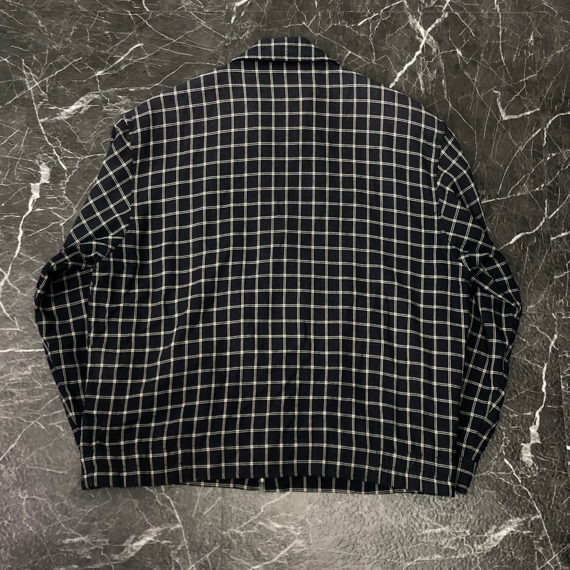 XL 입생로랑 체크 린넨 시스루 블루종 자켓 상품이미지5