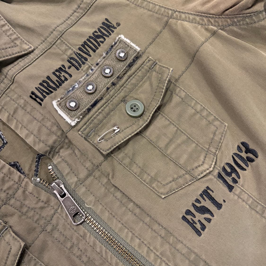 [XS] 할리데이비슨 우먼 카키색 숏 야상 점퍼 B730 상품이미지4