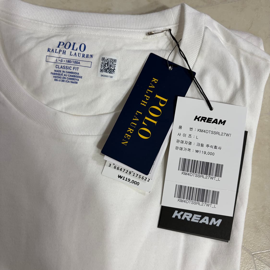 [새상품]폴로 랄프 로렌 클래식핏 포켓 반팔 티셔츠 화이트(크림구매) 상품이미지4