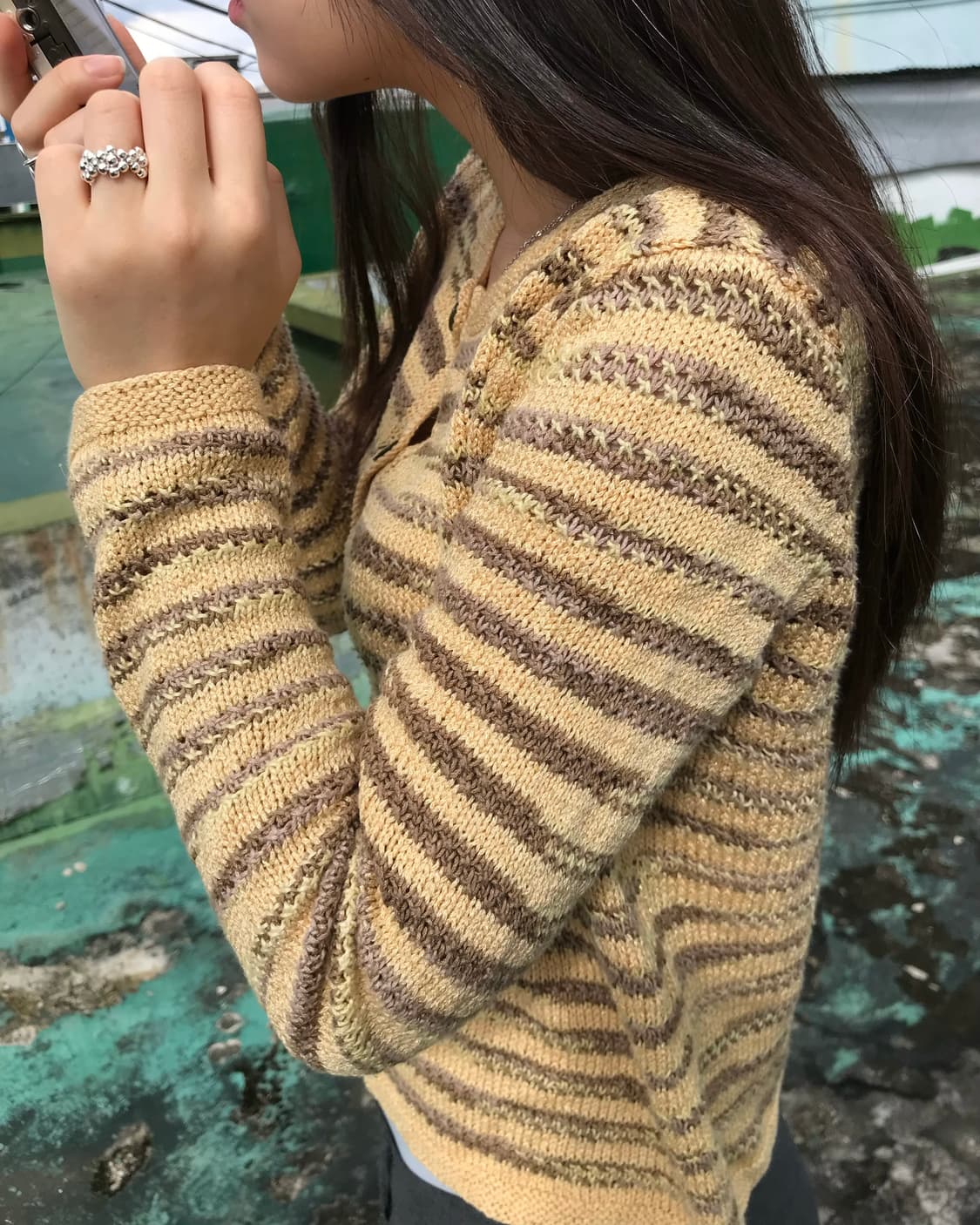 옐로우 쉬머펄 가디건 상품이미지2