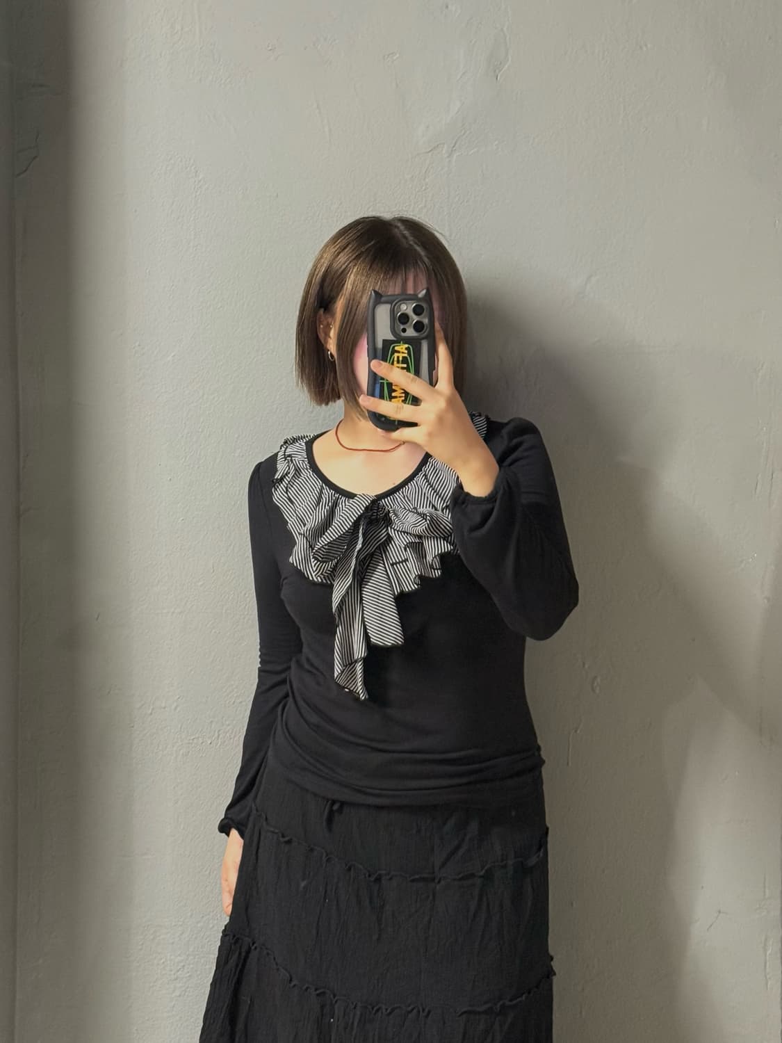 stripe frill detail long sleeve 상품이미지1