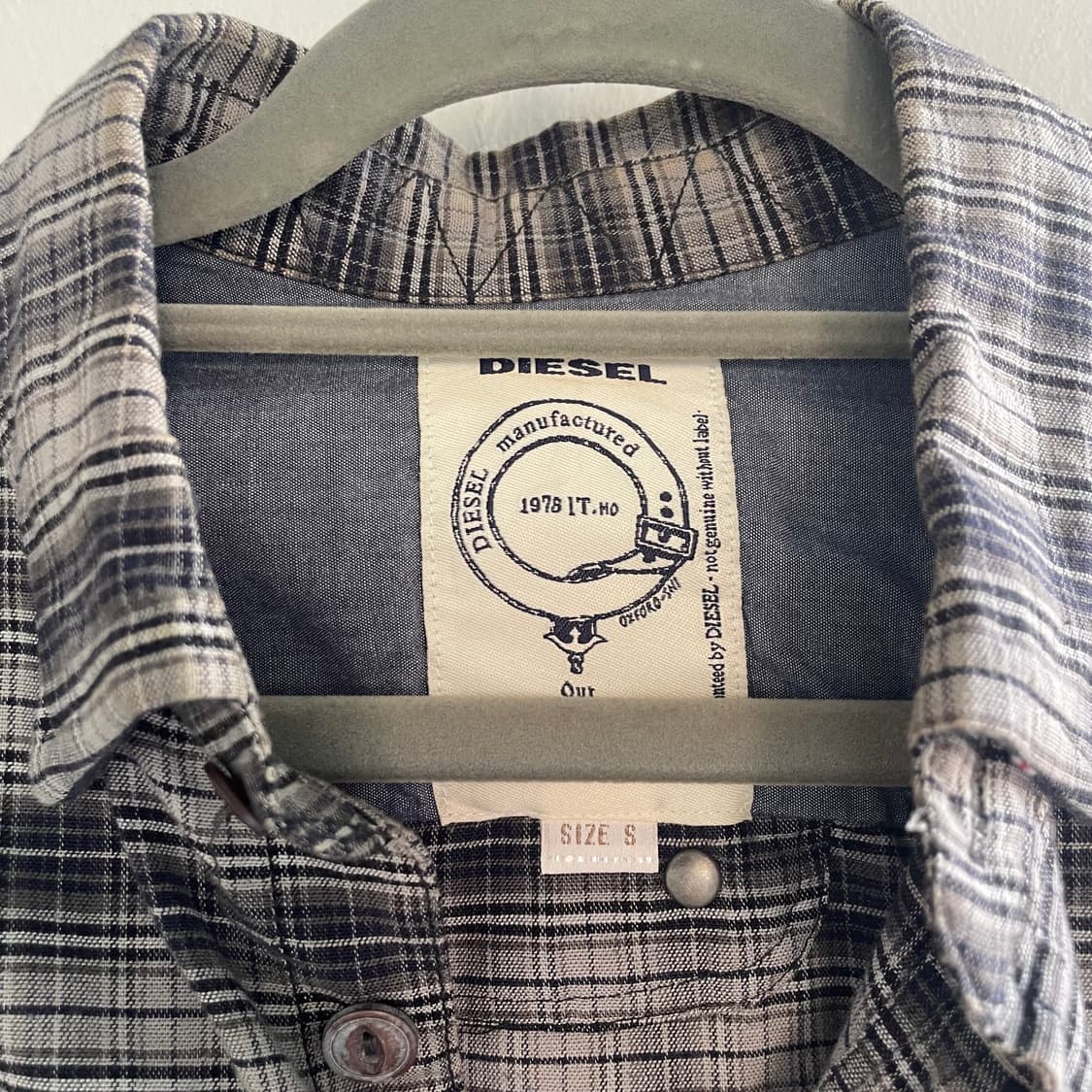 디젤 체크 블랙 그레이 반팔셔츠 상품이미지3