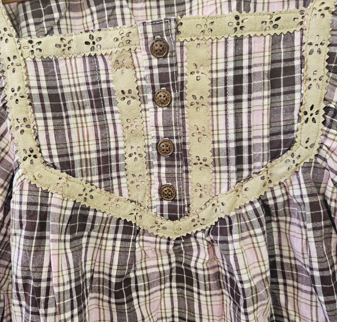 딸기초코 체크 판쵸블라우스 상품이미지5