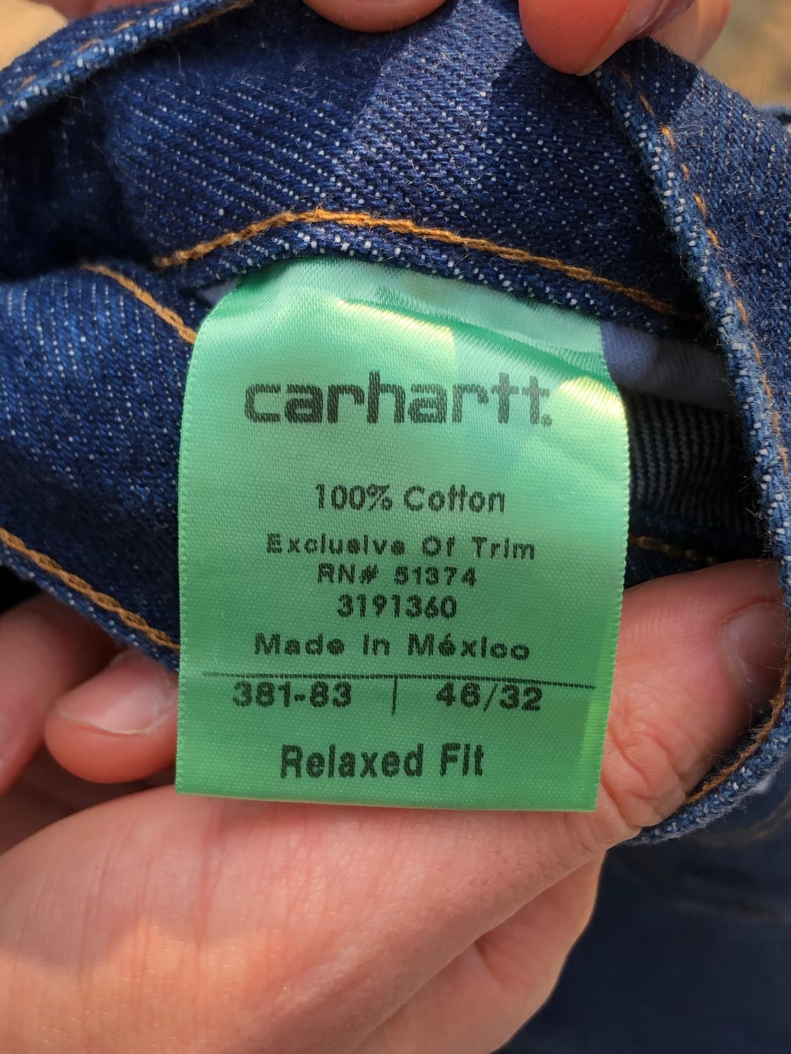 빅사이즈 칼하트 릴렉스드 핏 진청 데님 팬츠 (46X32) 상품이미지4