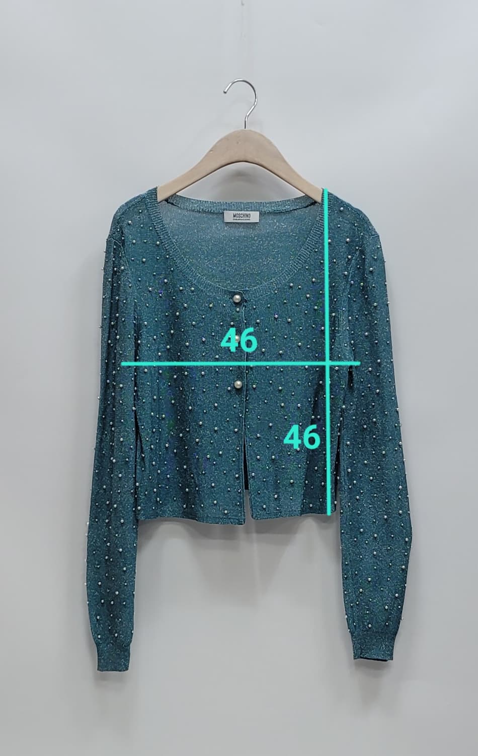 모스키노 칩앤시크 진주 장식 레이온 가디건 / 여 100 멜란지 블루
 상품이미지10