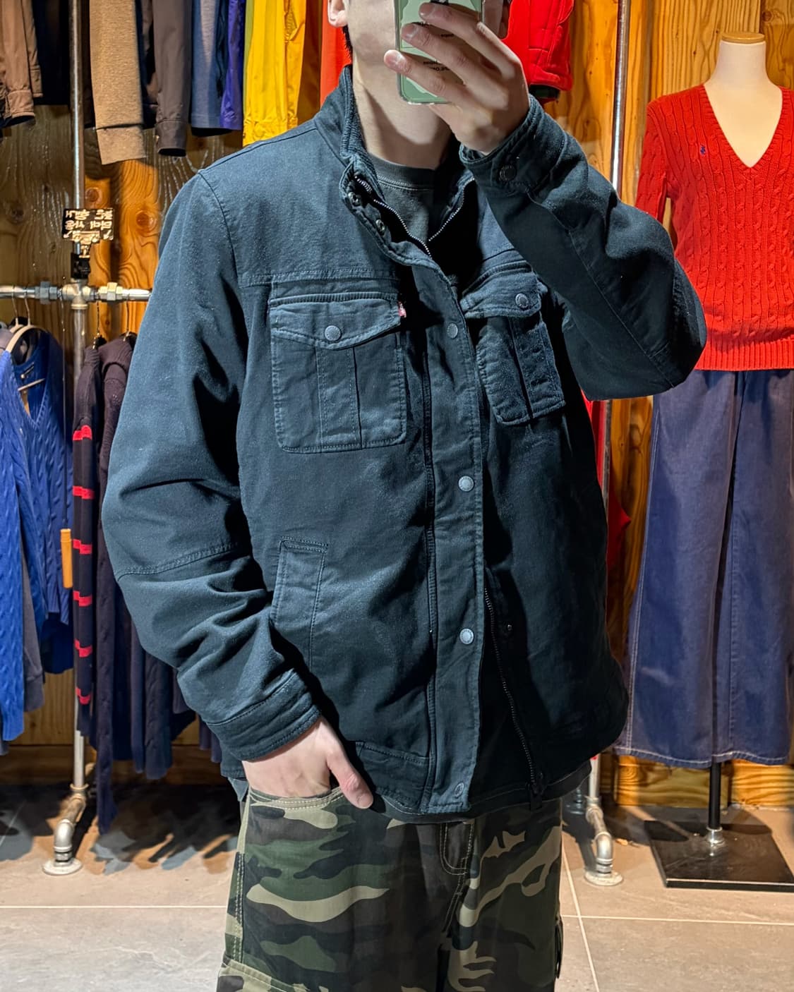 M 리바이스 투포켓 워시드 블랙 야상 자켓 상품이미지1