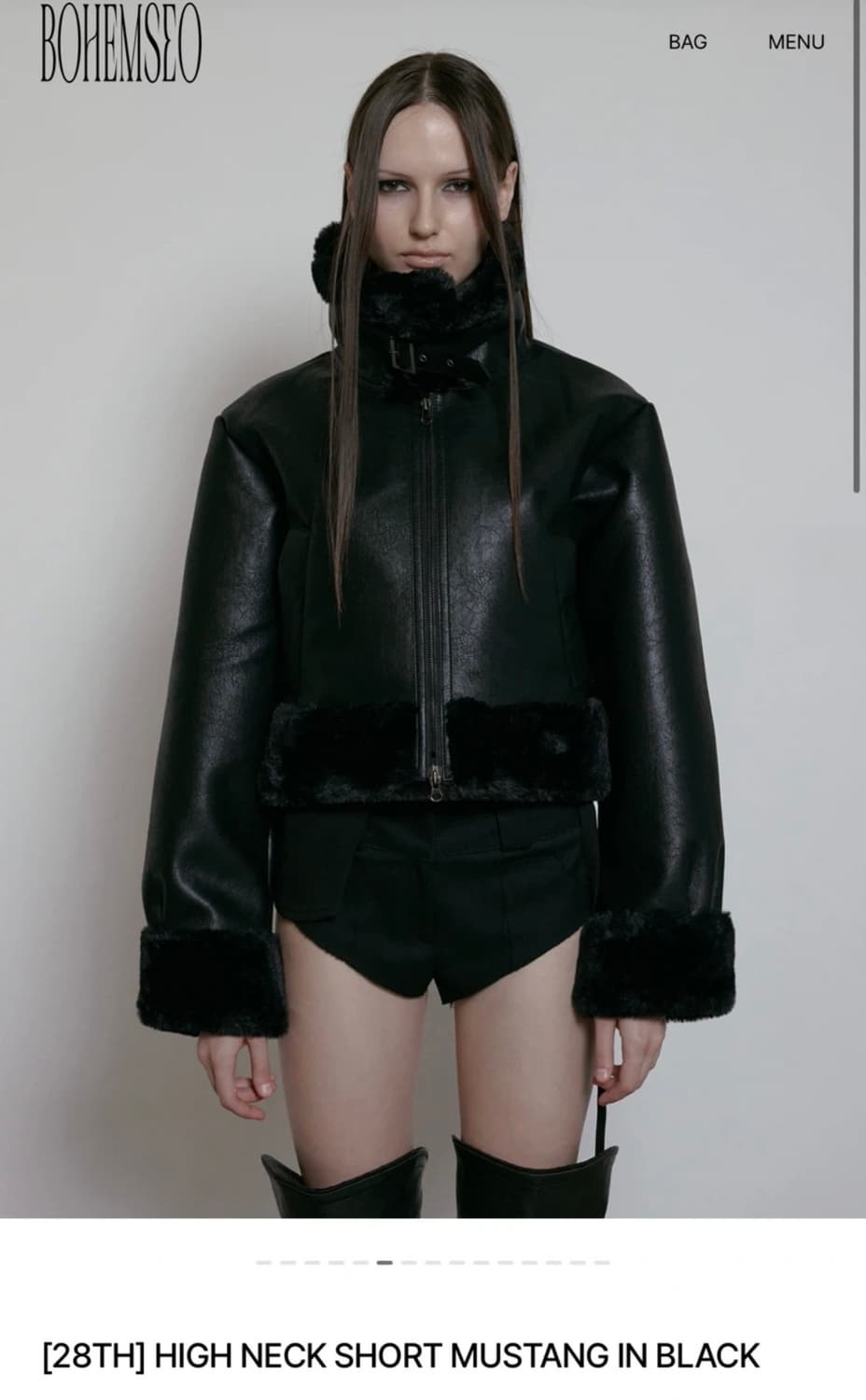 보헤미안서울 하이넥 숏 무스탕 상품이미지1