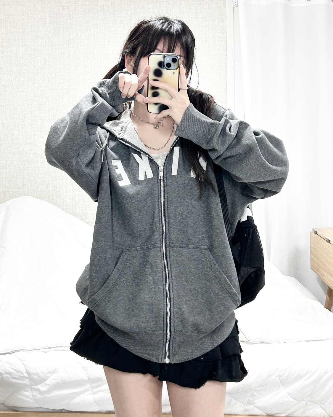 나이키 빅로고 그레이 후드집업 상품이미지4