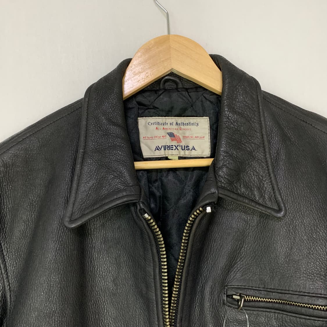 아비렉스 USA 빈티지 벨티드 지퍼 소가죽 리얼 레더 자켓 남성 M 상품이미지3