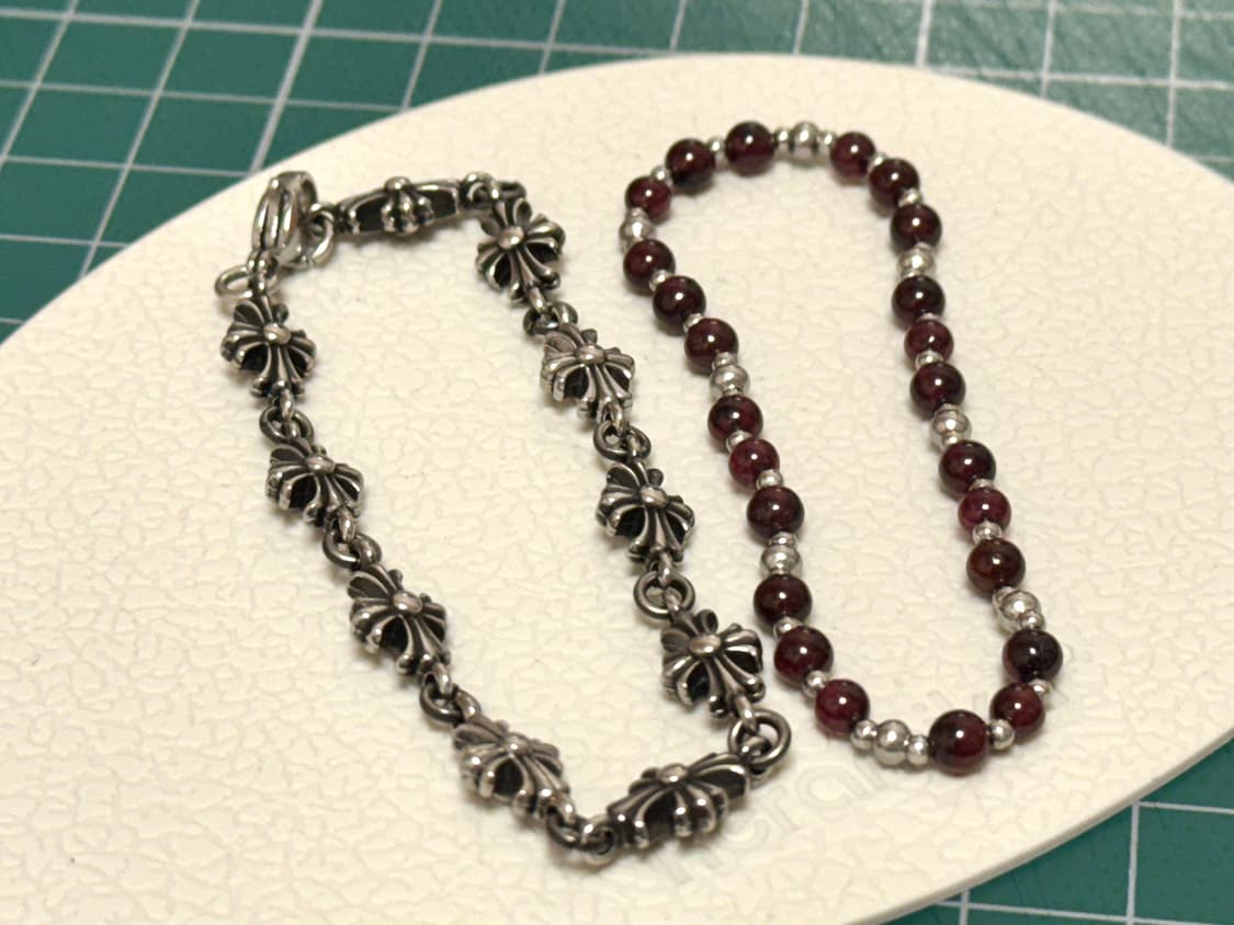 (새상품) 레이어드 천연석 십자가 팔찌 세트 상품이미지1