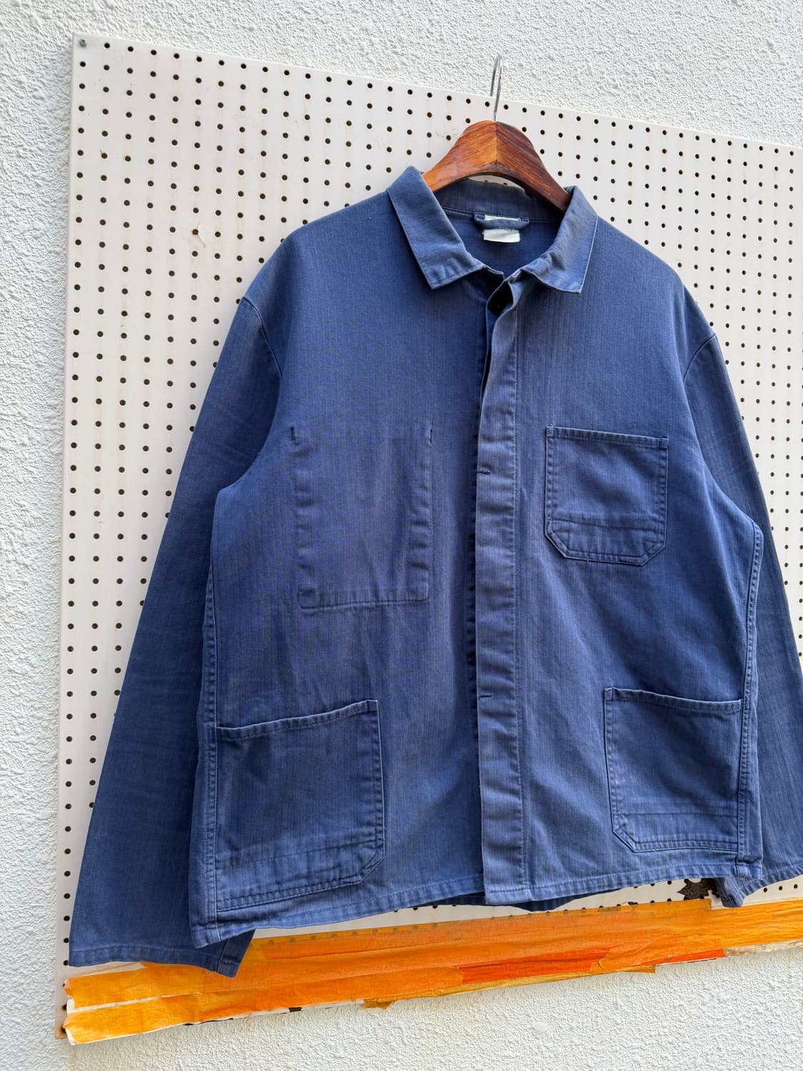 1980s FADED WASHED HBT 헤링본트윌 프렌치워크자켓 상품이미지4