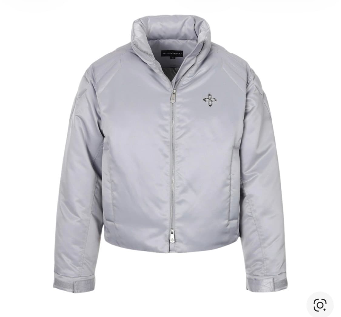 써저리 바이커 엠보싱 푸퍼 자켓 그레이 L판매 쿨거 시 네고 상품이미지1