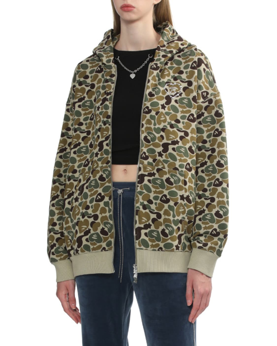 베이프 에이피 여성 하트 문페이스 오버사이즈 후드집업 상품이미지3