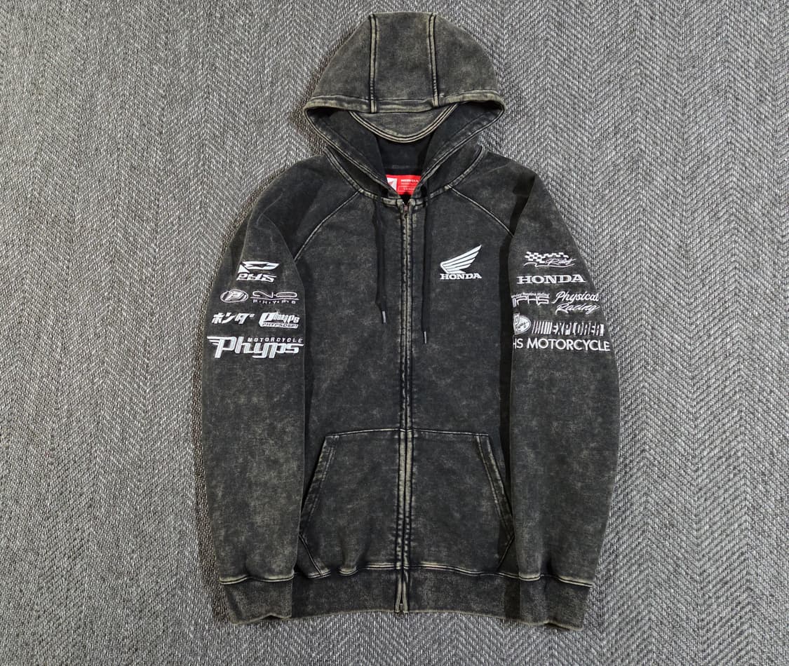 혼다 Honda 레이싱 워시드 바이커 후드집업

 상품이미지1