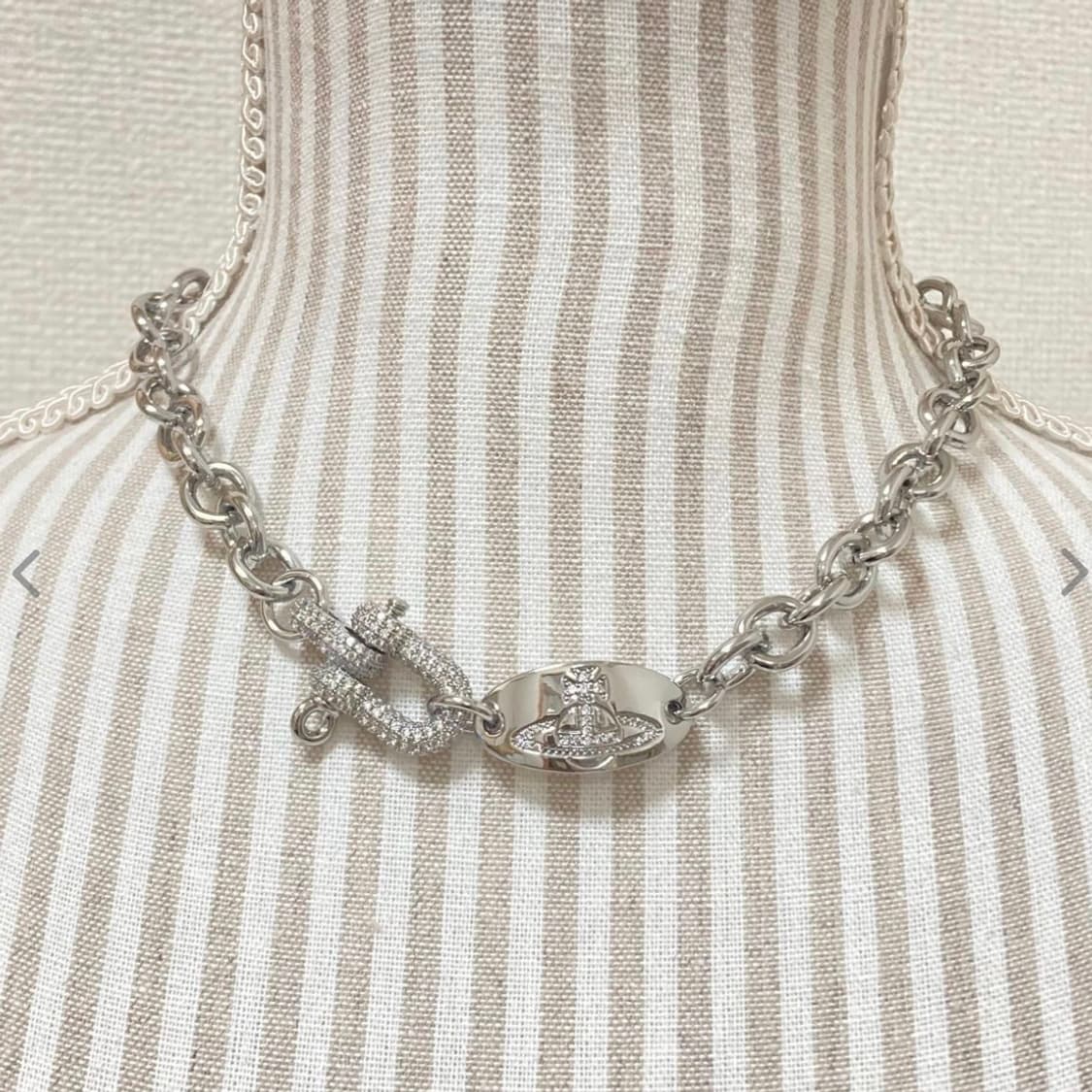 비비안웨스트우드 크리스탈 로고 orb 체인 초커 목걸이(새상품) 상품이미지1