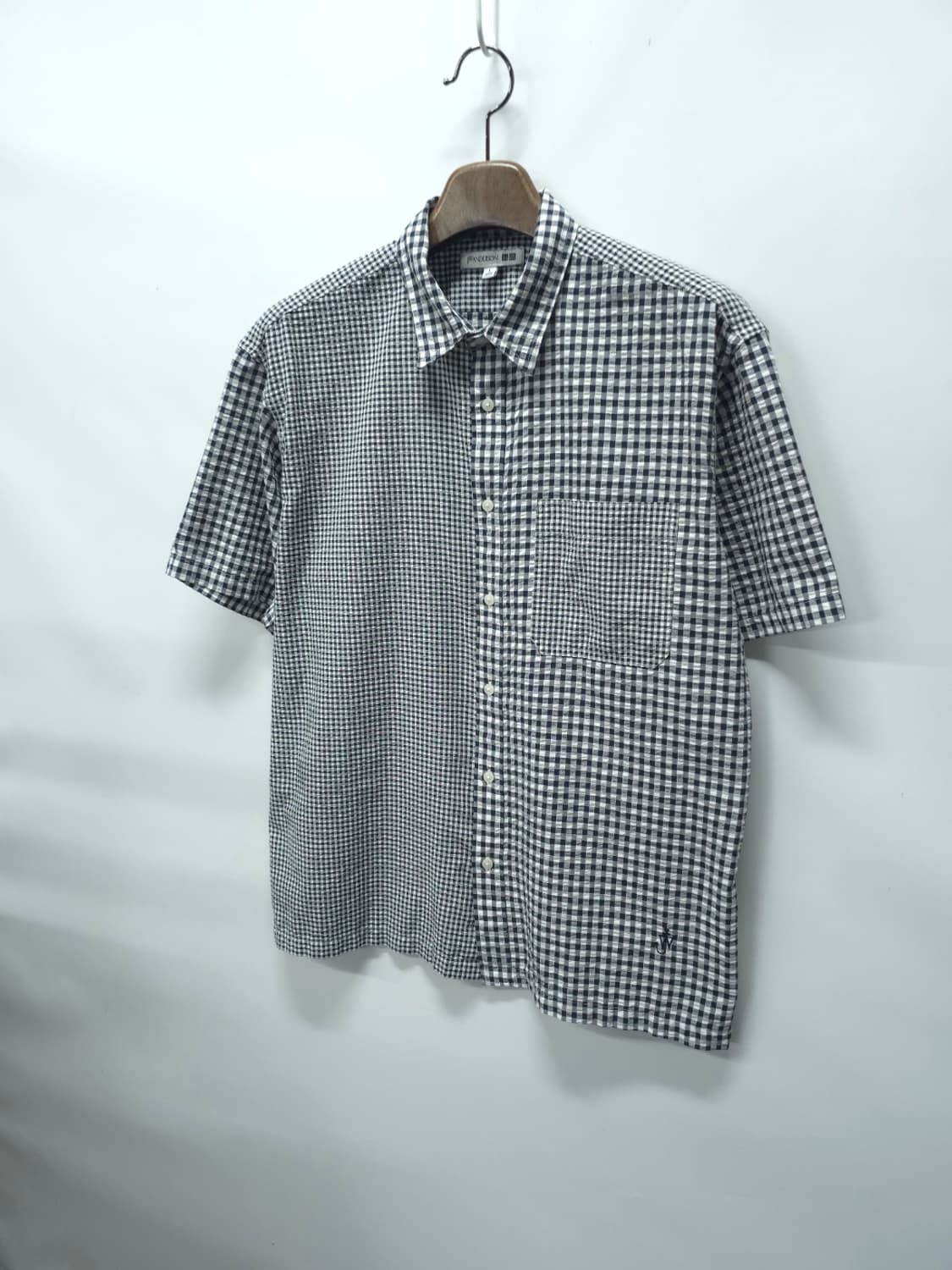 ​유니클로 x JW 앤더슨 시어서커 패치워크 체크 반팔 셔츠 (L) 상품이미지2