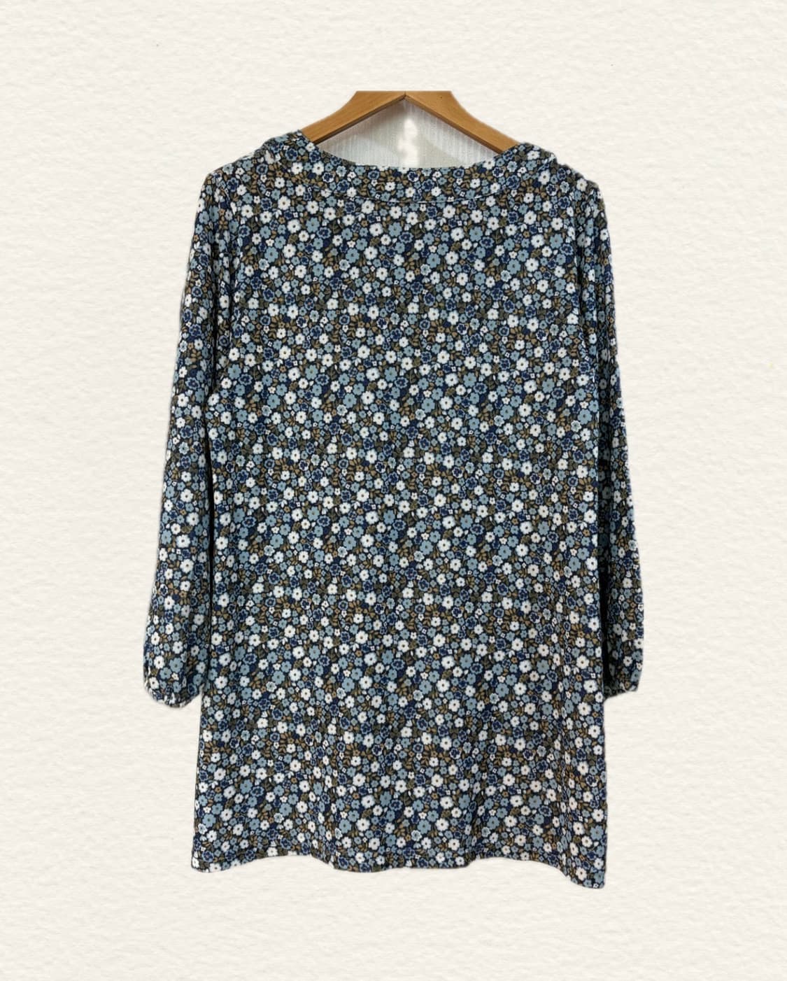 빈티지 모리걸 하구미깔 파란잔꽃 셔링 블라우스 상품이미지3