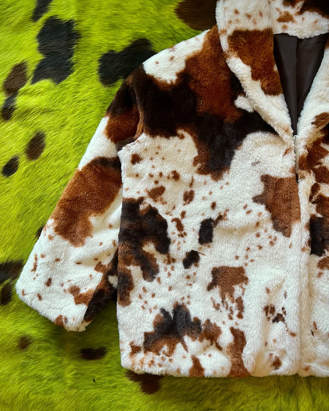 90-00s Latina Milk Cow Faux fur Coat 상품이미지6