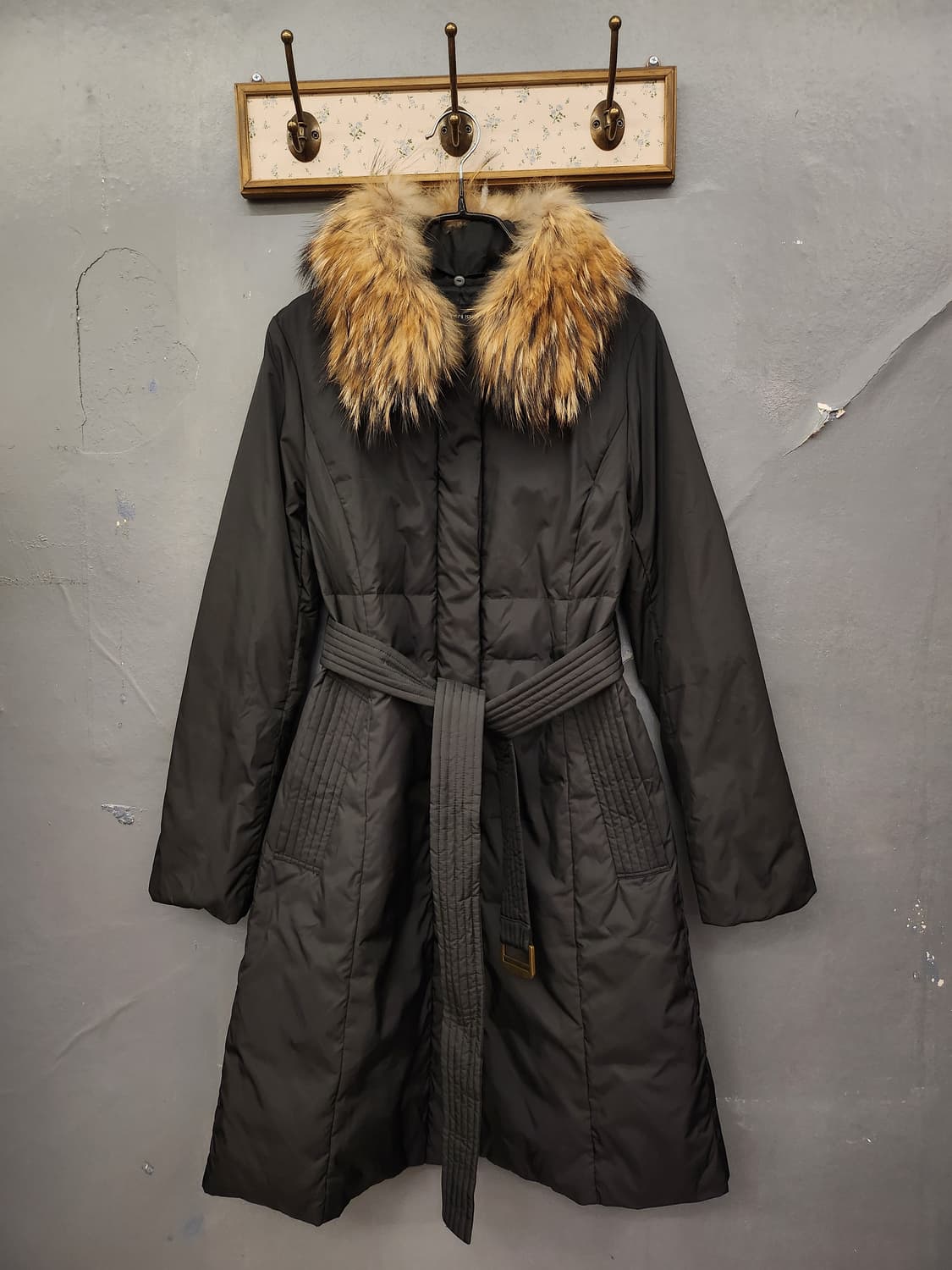 일본빈티지 콤 사 이즘 라쿤털 탈부착 가능 다운 벨트 패딩 상품이미지1