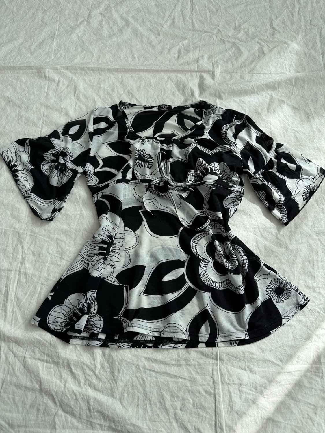 오리엔탈 시스루 반팔 블라우스 탑 상품이미지1