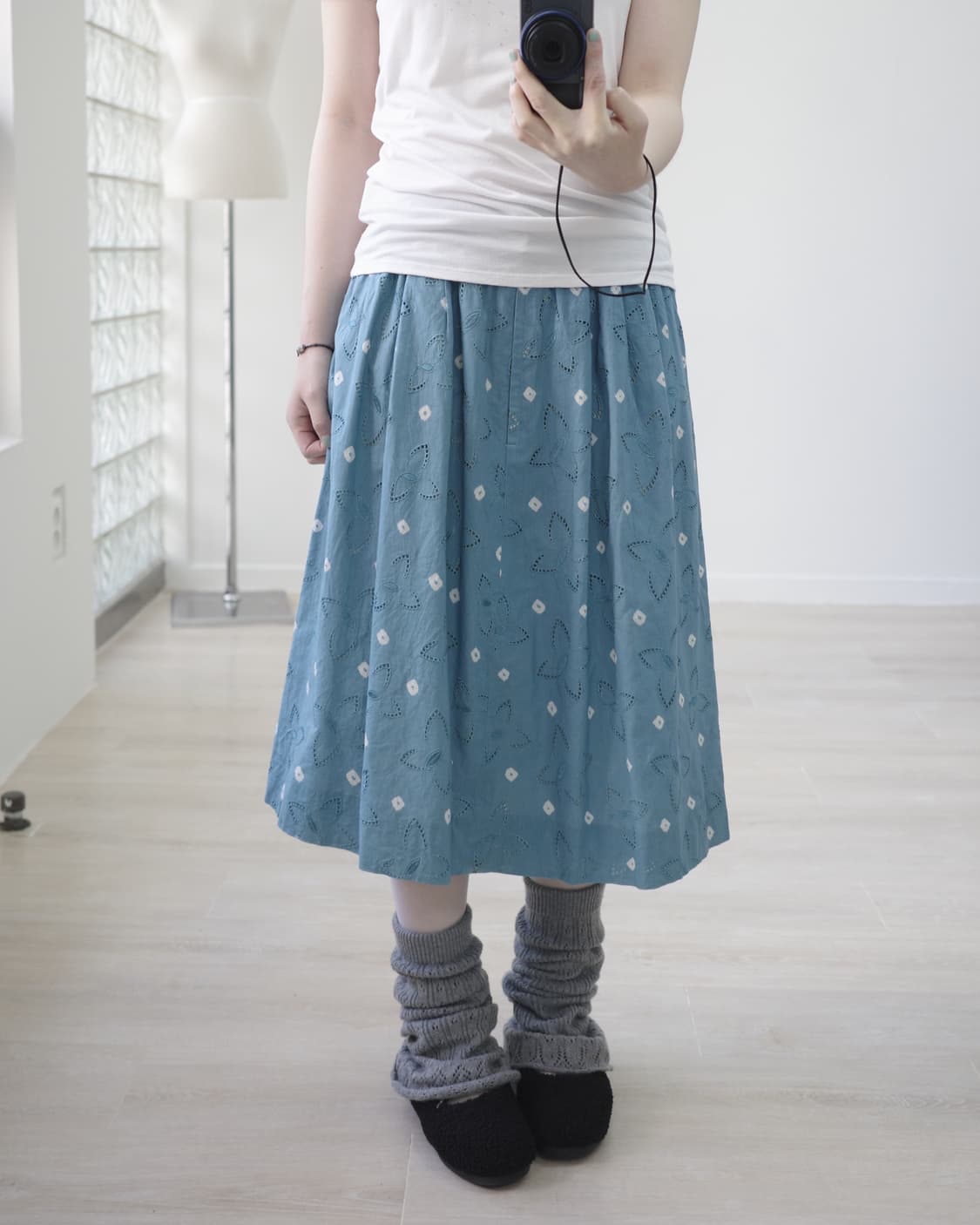 Blue punching skirt 상품이미지2