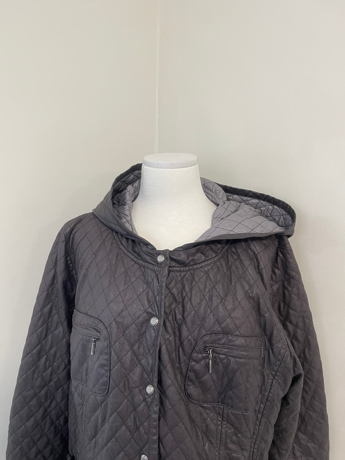 빈티지 다이아몬드 퀼팅 멀티포켓 후드 자켓  J03950 상품이미지8