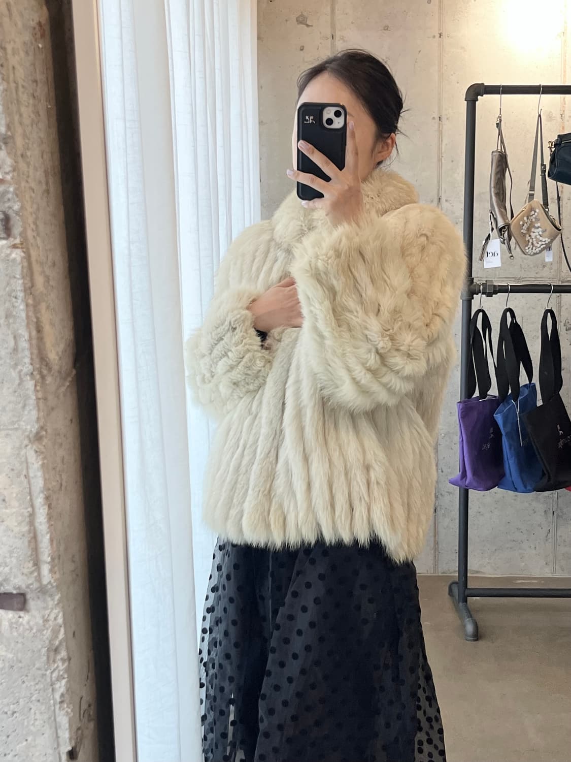 SAGA FOX 리얼 폭스 퍼 자켓 아이보리 상품이미지5