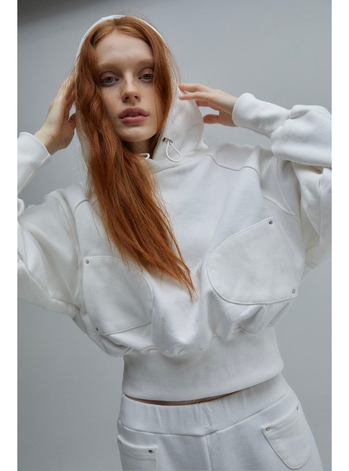 E.ZKIM 리벳 포켓 후디드 스웨트 셋업 상품이미지3