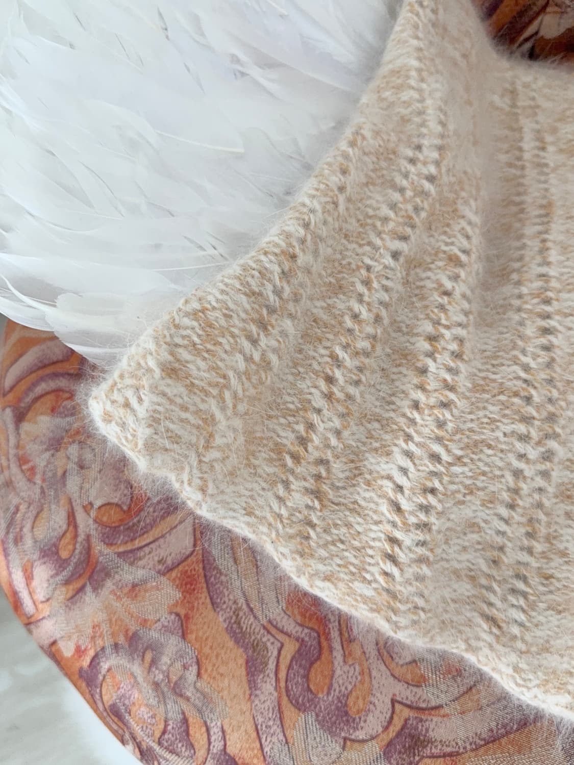 light orange&beige angora tube top  상품이미지2