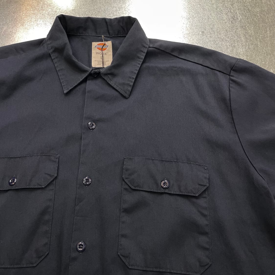 (L) Dickies 디키즈 반팔 워크 셔츠 네이비 상품이미지7