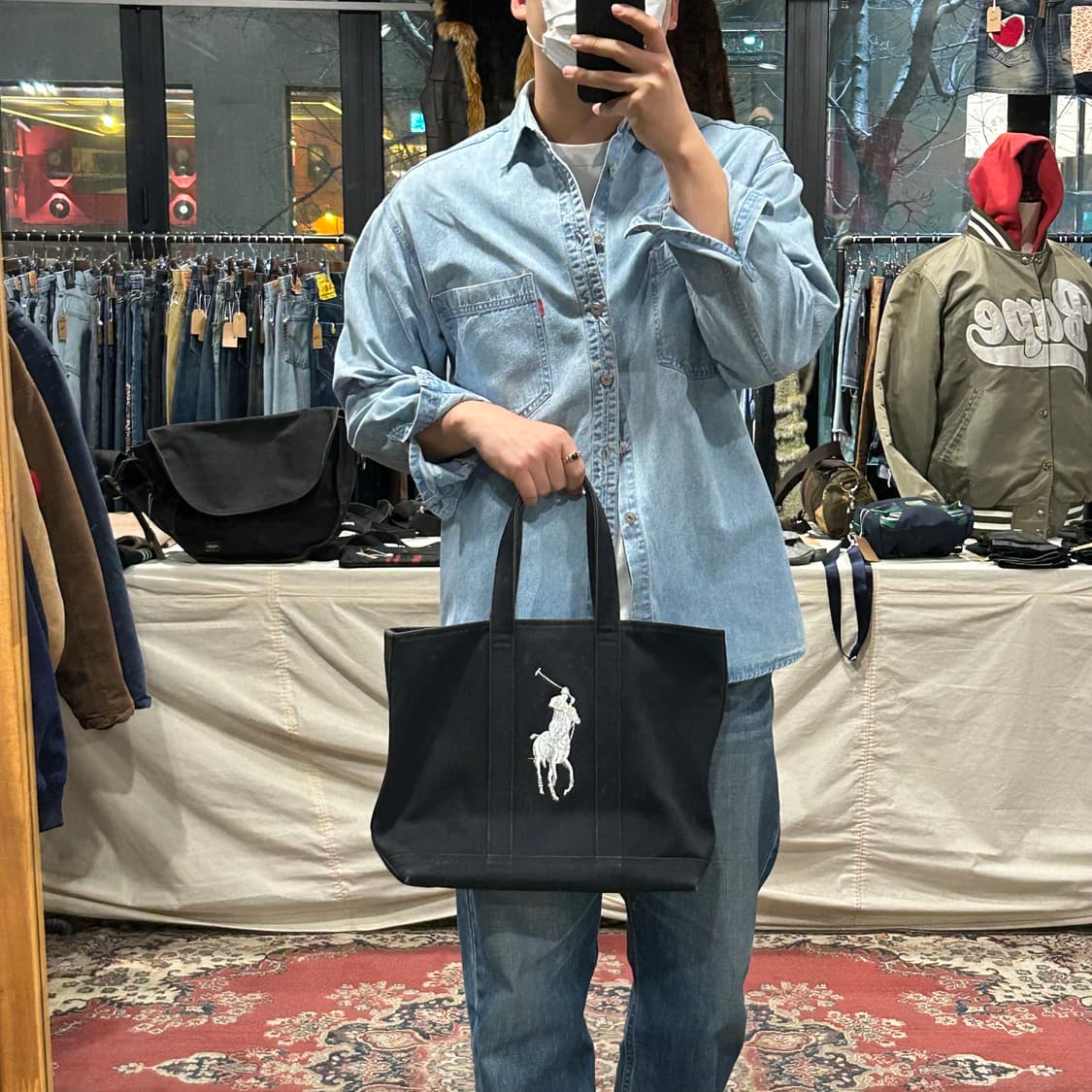 폴로 랄프로렌 빅포니 캔버스 토트백 숄더백 상품이미지9