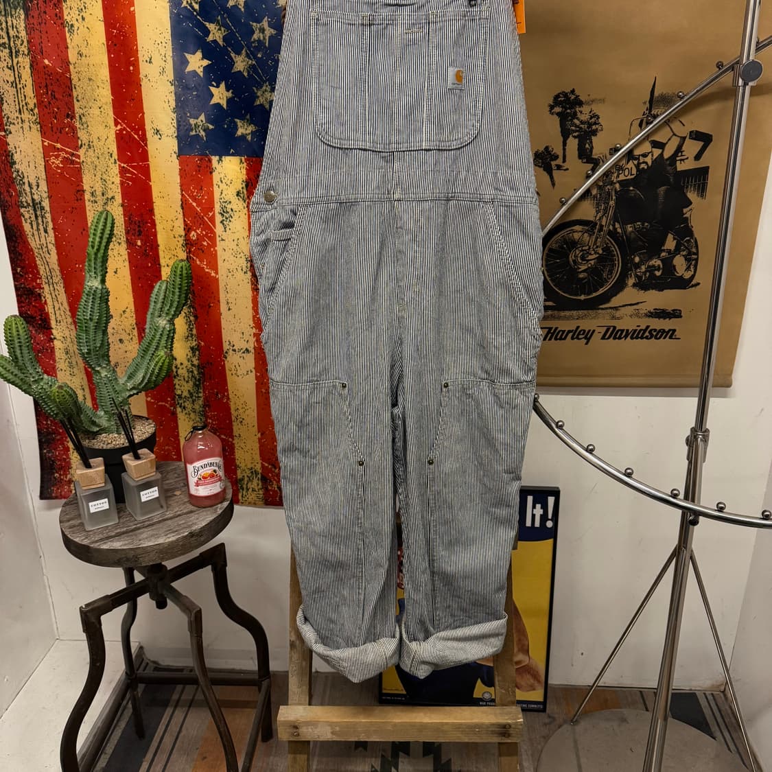 칼하트 오리지널 빈티지 히코리 패턴 워크 오버롤 카펜터 와바시 N253 상품이미지4