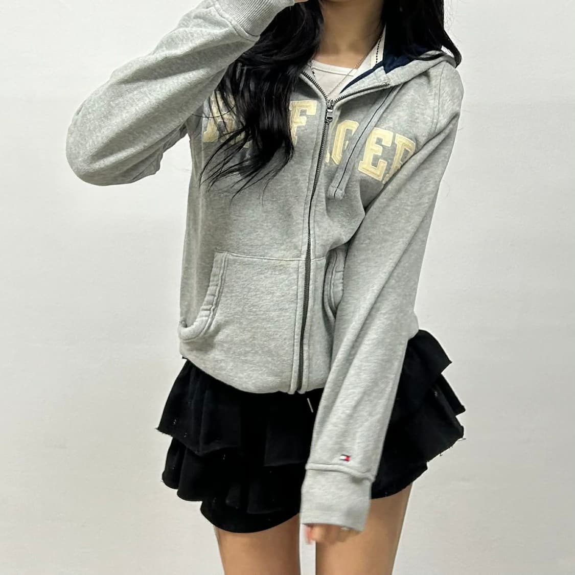 타미힐피거 아치로고 그레이 스웻 후드집업 희귀져지(S) 상품이미지1