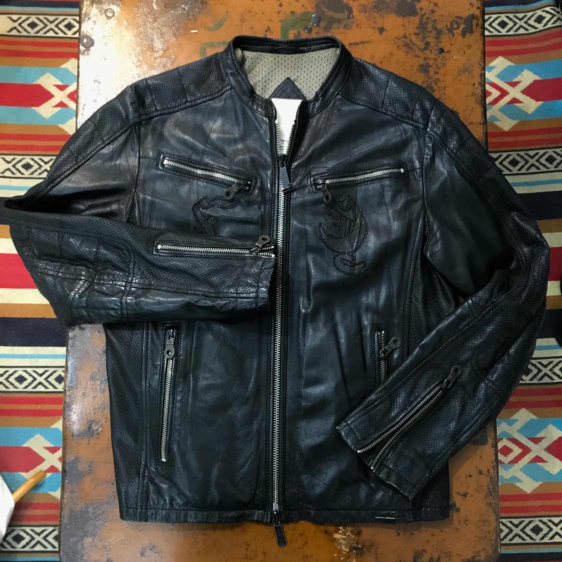 디젤 블랙 투웨이 집업 양가죽 레더 라이더 자켓 남성 102 105 상품이미지1