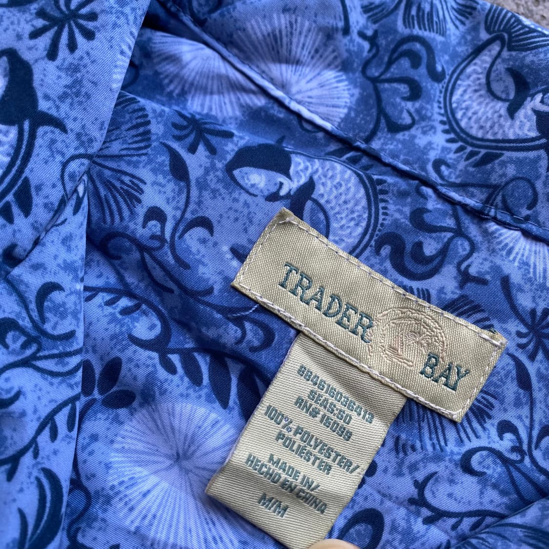 빈티지 블루 플라워 패턴 반팔 셔츠 상품이미지2