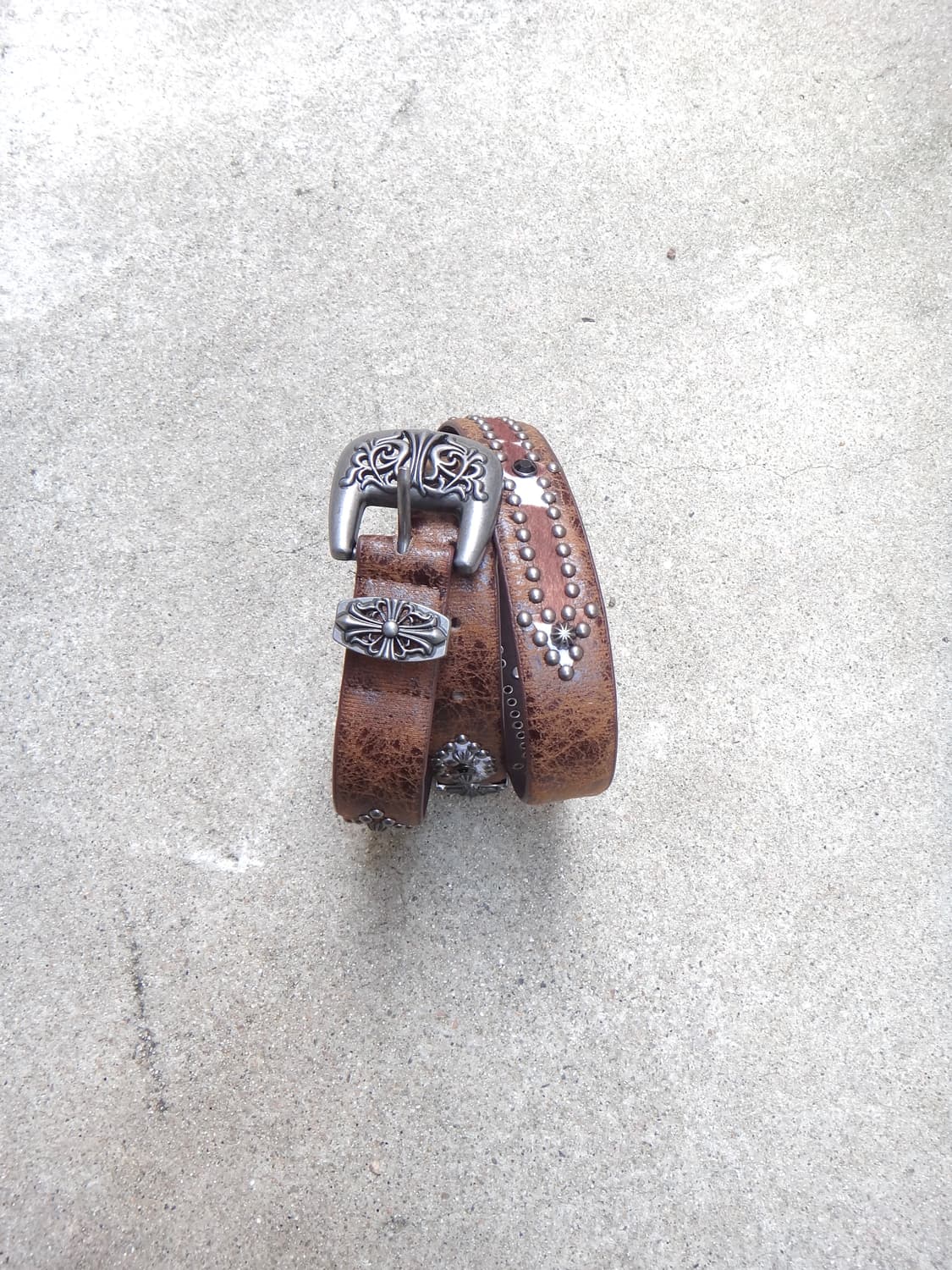 Western cow leather belt / brown 상품이미지1