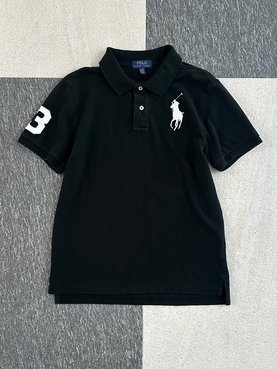 폴로 랄프로렌 블랙/화이트 빅포니 카라 티셔츠  상품이미지1