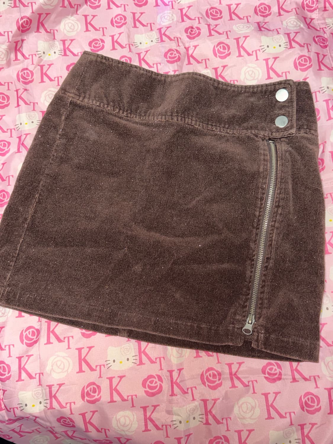 빈티지 브라운 스커트 미니 숏 골지 상품이미지1