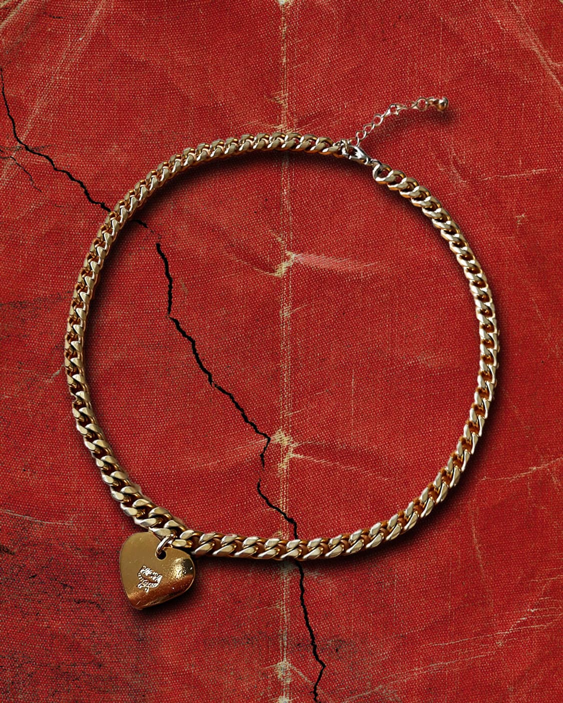 Japanese MCM 90s 골드 하트 펜던트 초커 넥크리스 상품이미지1