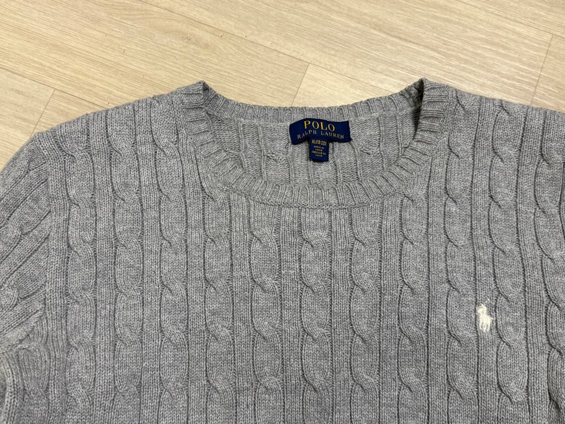 [오늘만] 폴로랄프로렌 케이블 니트 걸즈 XL (그레이, 화이트 포니) 상품이미지1