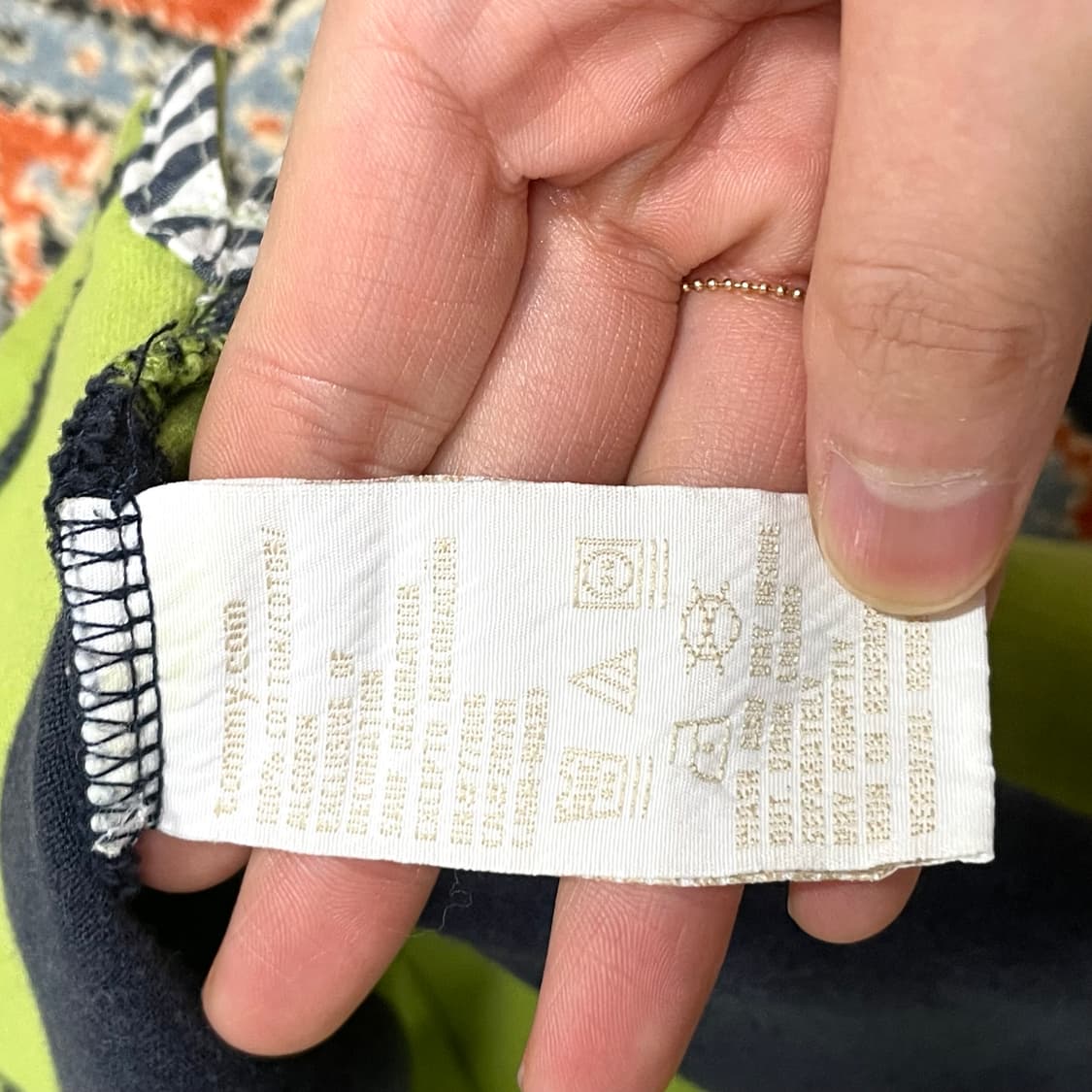 타미힐피거 그린 네이비 배색 7부 럭비 티셔츠 여성S 상품이미지5