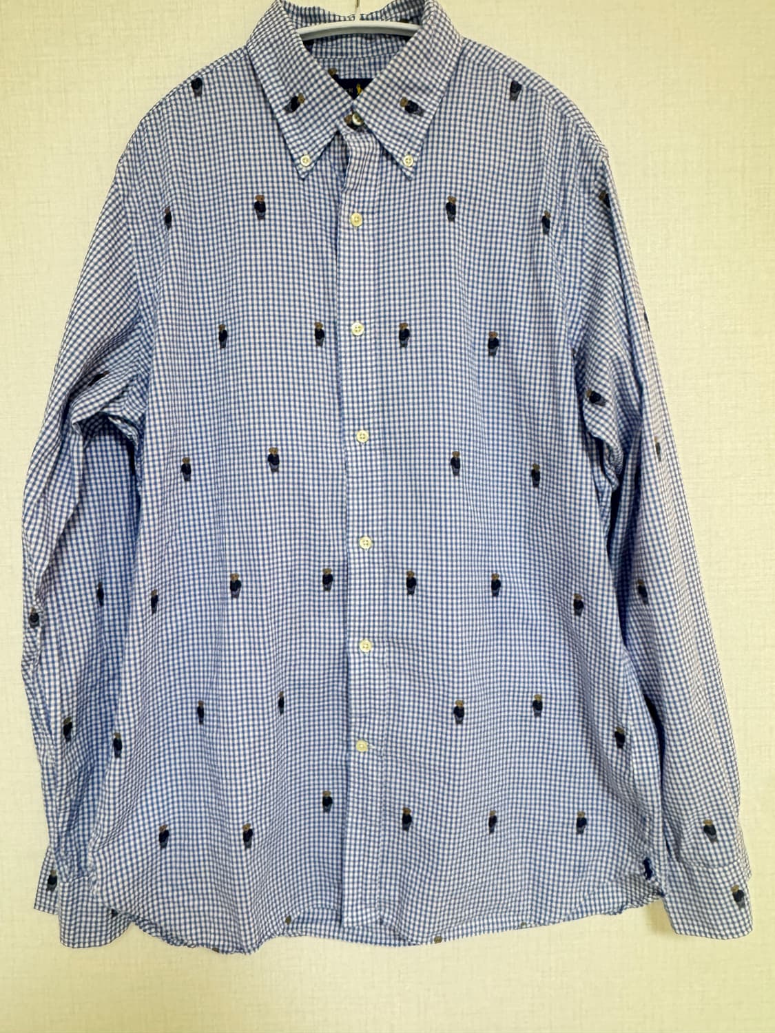 [XL] 폴로 랄프로렌 베어 올오버 자수 깅엄 체크 셔츠 상품이미지1