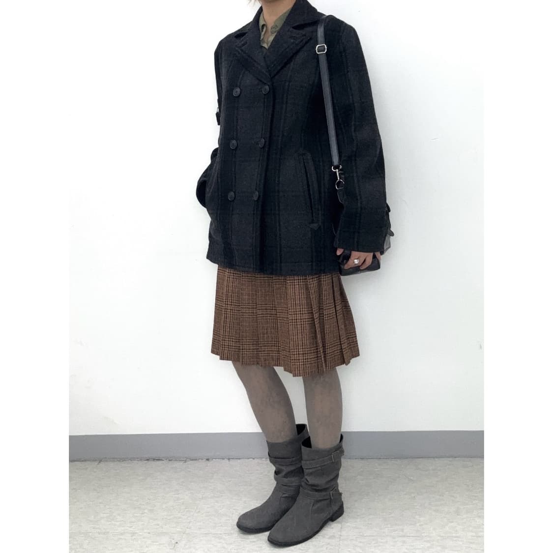 빈티지 브라운 플리츠 울 스커트 상품이미지1