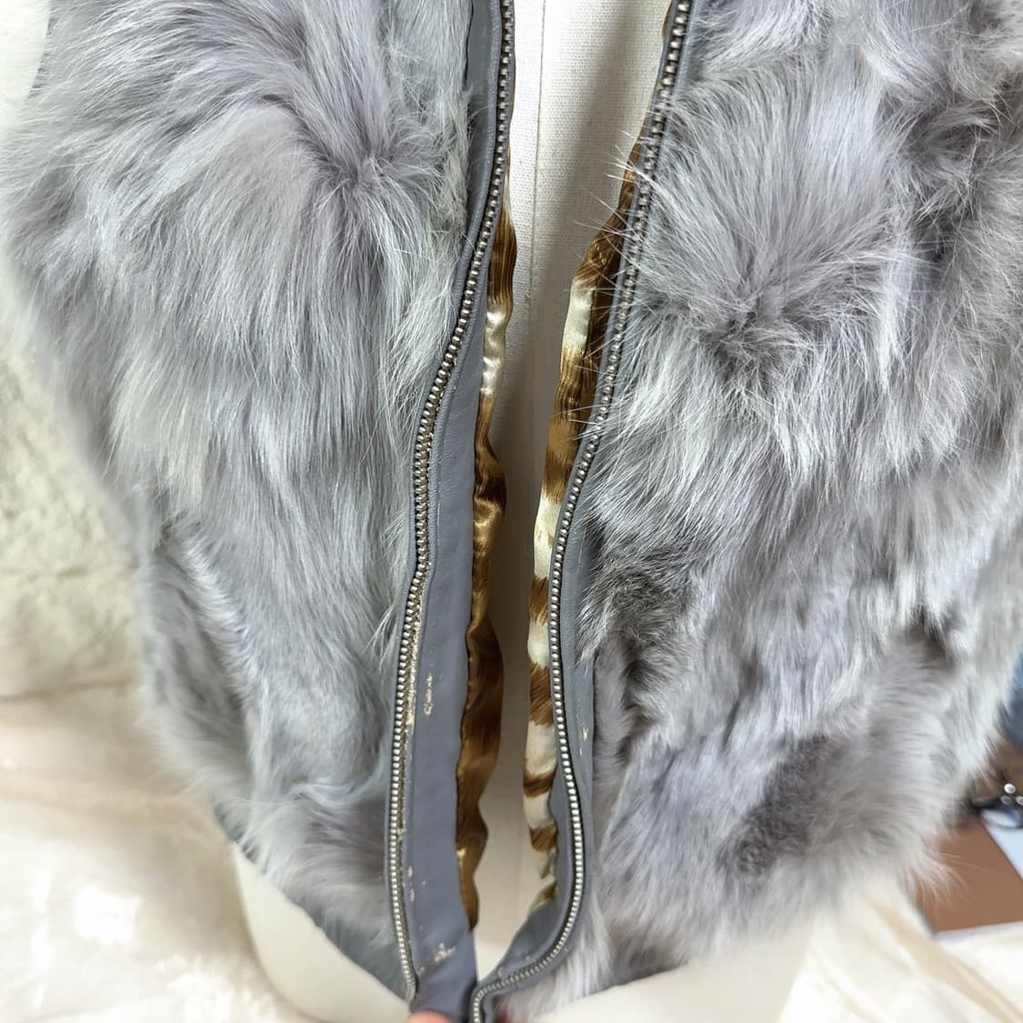 빈티지 그레이 여우털 폭스퍼 양가죽 조끼 베스트 상품이미지5