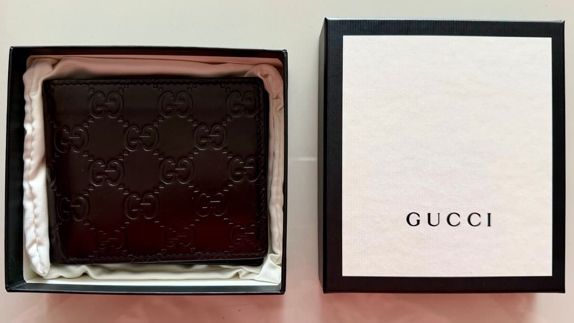 구찌 GUCCI GG 시마 반지갑 브라운 가죽 로고 엠보 지갑 풀박스 상품이미지1