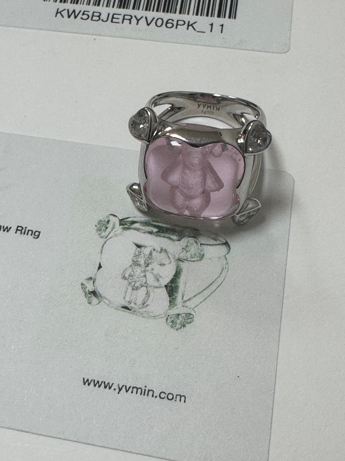 새상품 위민 크리스탈 베어 포 클로 링 핑크 11사이즈 상품이미지4