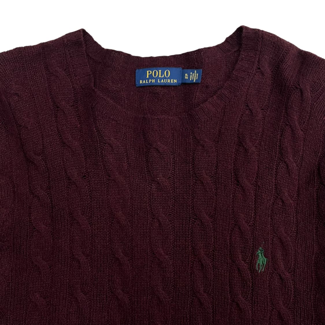 폴로 랄프로렌 그린포니 버건디 꽈배기 니트 XL 상품이미지4