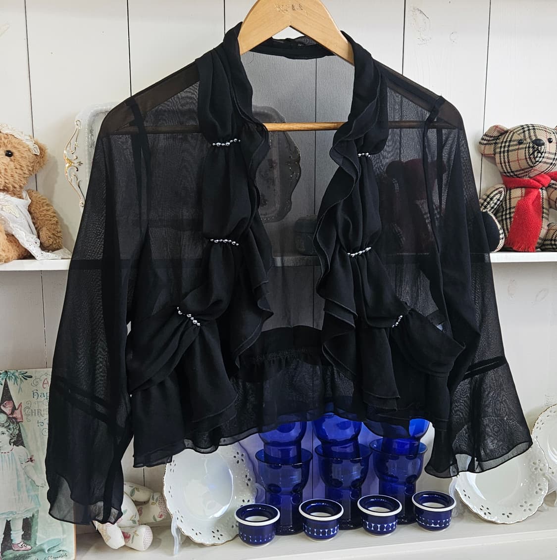 블랙 시스루 프릴 볼레로 상품이미지2