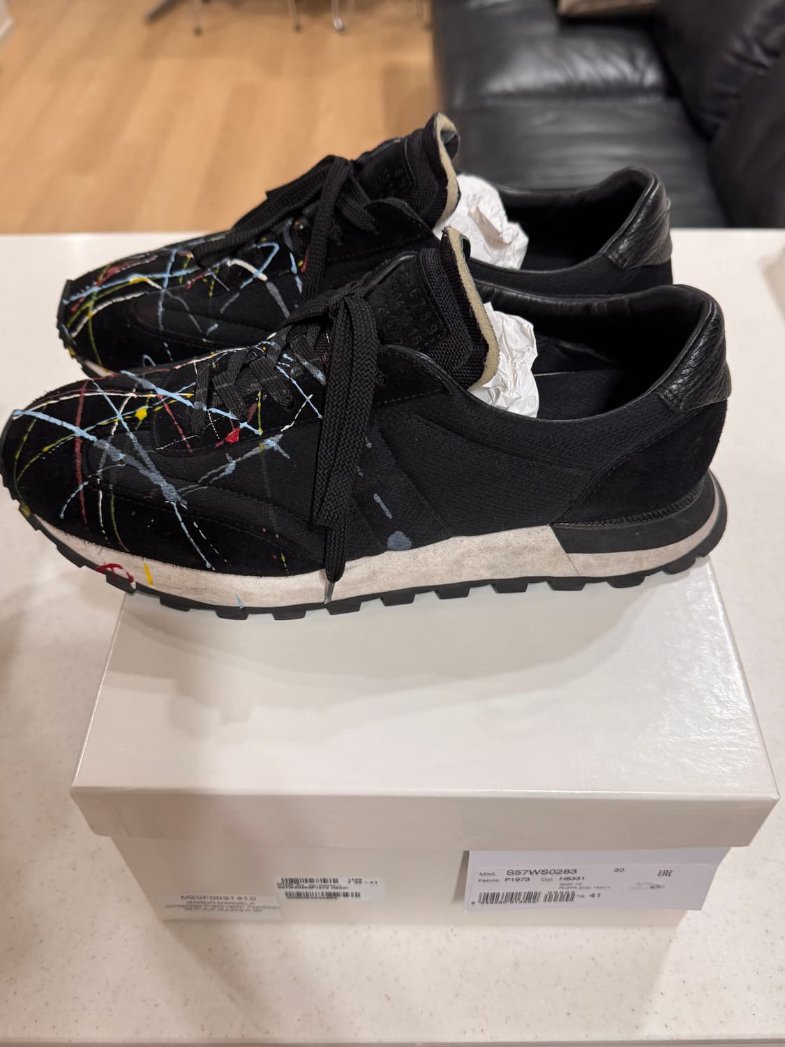 메종 마르지엘라 레플리카 페인트 러너 블랙 상품이미지4